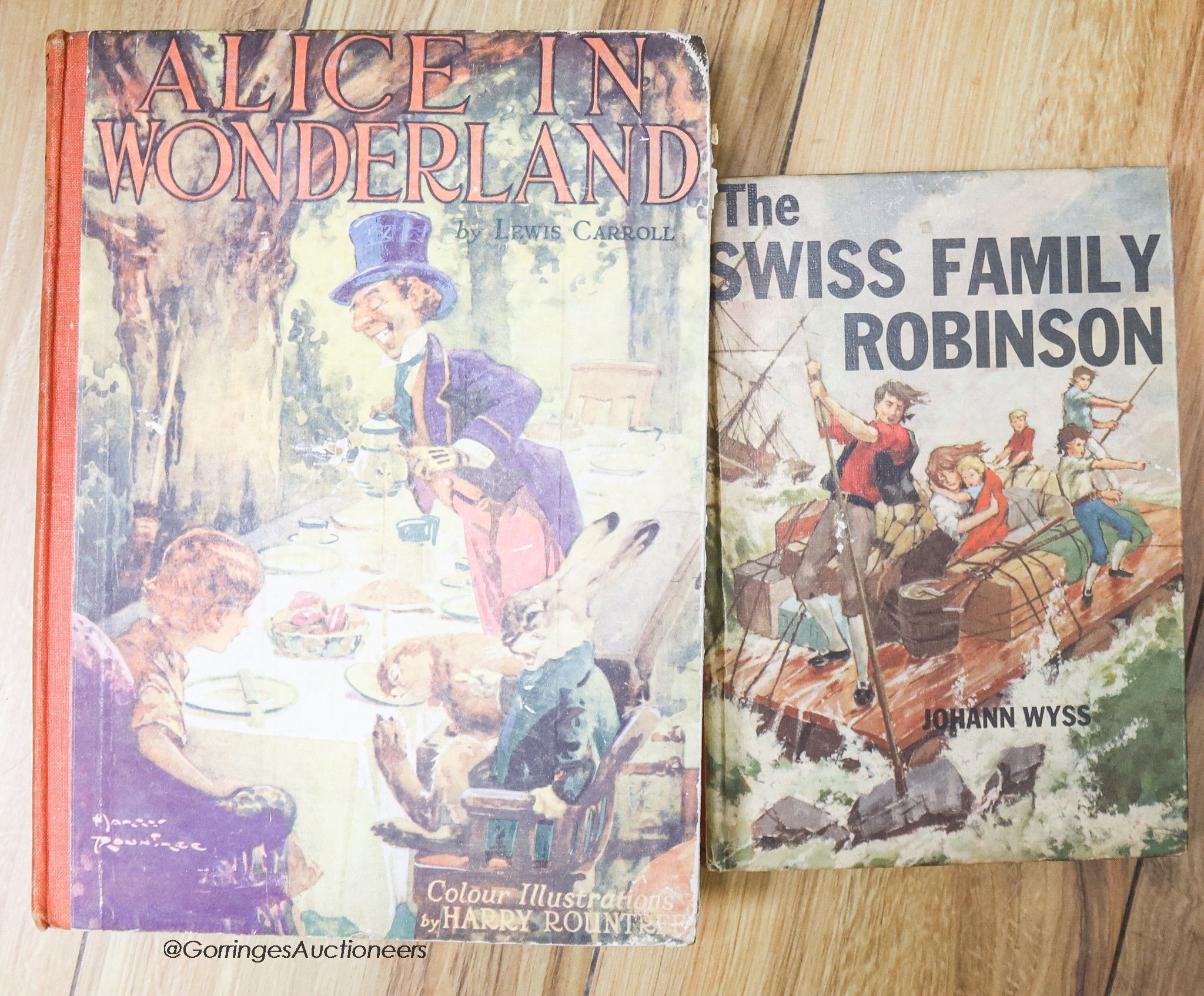 Lewis Carroll, Alice in Wonderland. Illustration by H. Rowntree, The Children's Press, 1936, and J Wyss, The Swiss Family Robinson